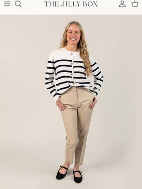 Smash + Tess White Cardigan with Navy Stripes